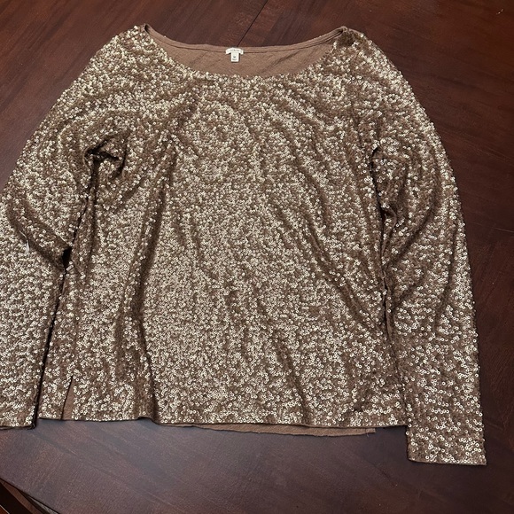 J.crew The original small sequin antique gold long sleeve from size med - Picture 2 of 6